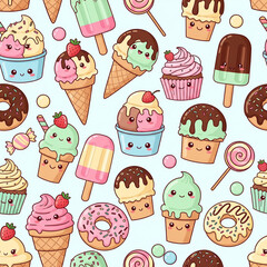 ice cream seamless pattern