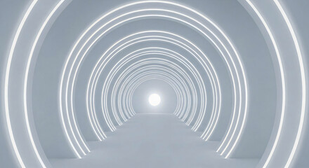Naklejka premium Luminous Circular Tunnel: Futuristic Architecture