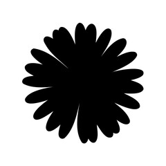 Simple black flower silhouette on a white background with many petals