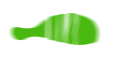 Vibrant green abstract shape with vertical brushstrokes on a white background