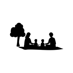 Family enjoying a relaxing picnic day in the park with children