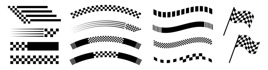 Checker Competition Racing Finish Line and Flags.