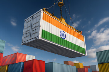 Indian flag cargo container symbolizing global trade and international shipping