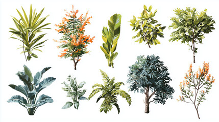 Transparent Garden Plants: Isolated Plant Illustrations for Graphic Designers, Web Developers, and Botanical Artists, High-Resolution Images Perfect for Digital and Print Projects