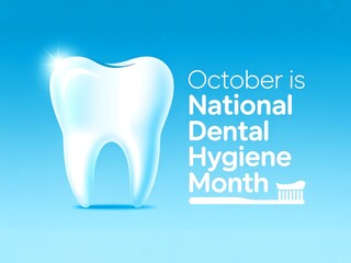 Celebrate october national dental hygiene month with a healthy tooth and toothbrush illustration