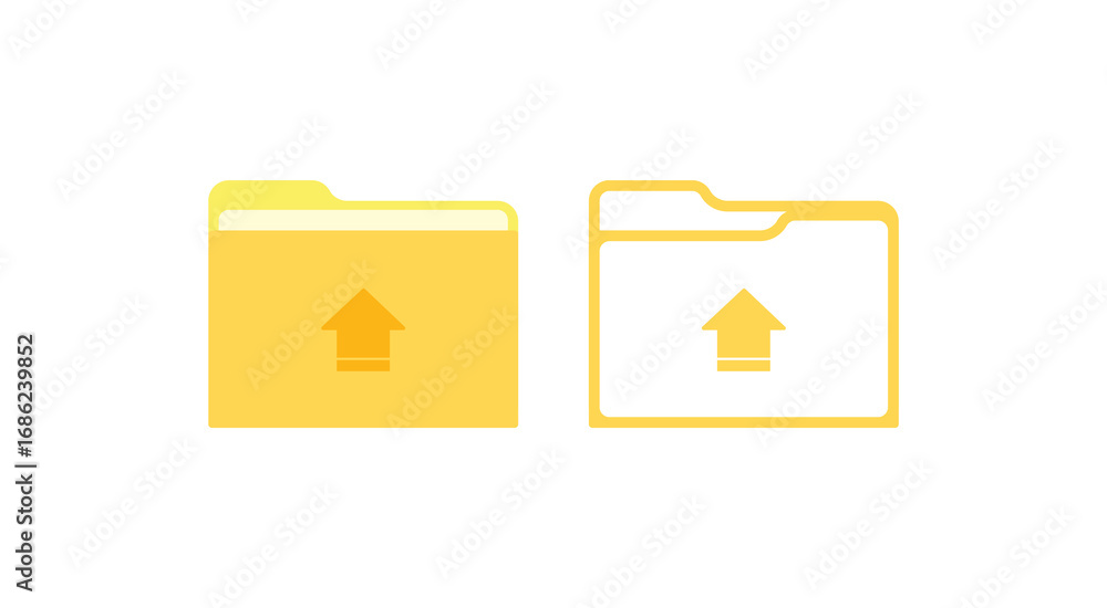 Aufkleber set of clean, modern yellow folder icons for uploading files and documents. great for websites, apps