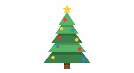 Fototapeta premium Festive Christmas Tree with Ornaments and Star.