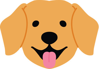Happy Golden Retriever Dog Breed Character, Friendly Puppy Head, Funny Adorable Doggy Face Cartoon illustration 