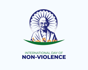 International Day of Non Violence. 2 October. Holiday concept. Template for background with banner, poster and card. flat illustration. jpeg format.