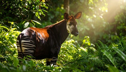 Okapi in lush forest (1)
