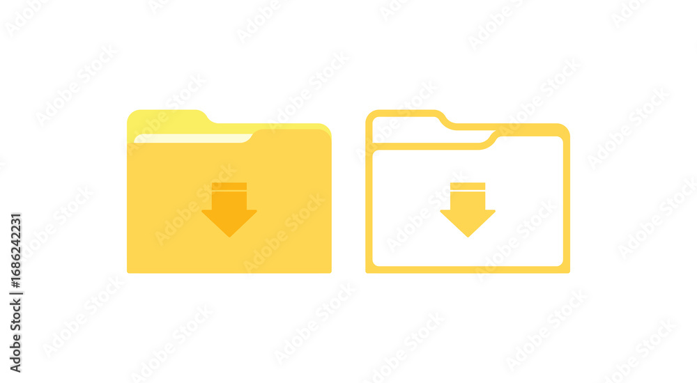 Poster folder with download arrow icon vector. clean and minimalist design, ideal for ui and ux projects. c