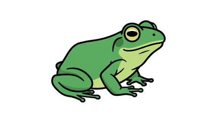 Fototapeta premium Green Frog Cartoon Illustration on White Background 1.