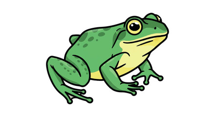 Obraz premium Green Frog Cartoon Illustration on White Background.