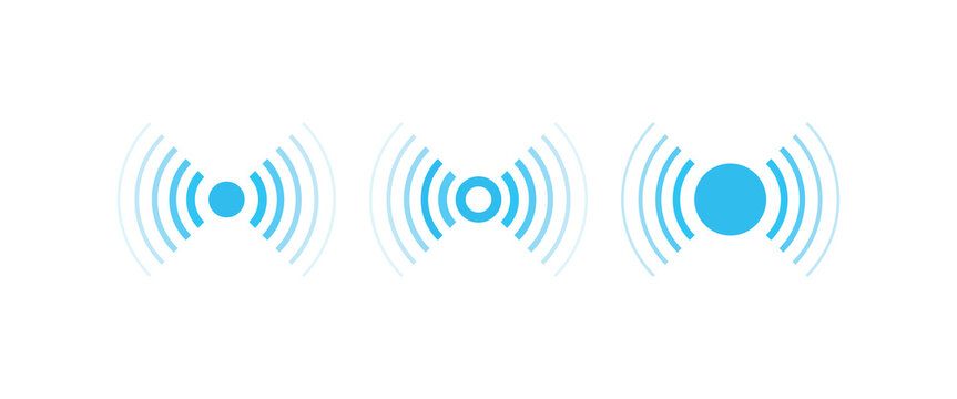 A set of vector radar and sonar signal icons. Perfect for wireless technology, communication, and UI/UX design projects