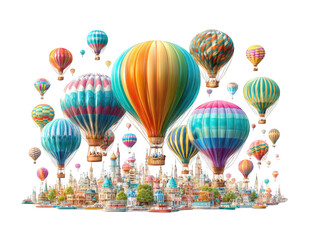 Obraz premium Colorful hot air balloons over a whimsical city