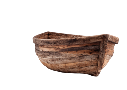 Wooden rowboat, weathered and worn