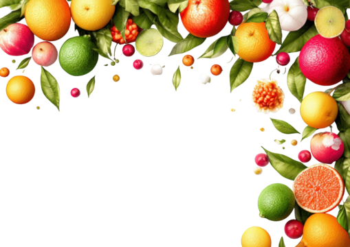 Vibrant fruit border against black