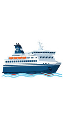 Naklejka premium Large passenger ferry boat sailing on water 1.