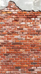 Old brick wall with a chipped section