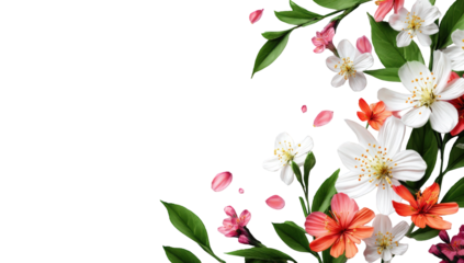 Floral arrangement with blossoms and leaves