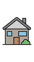 Fototapeta premium Simple House Illustration with Bush.