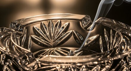Crystal Ashtray with Smoke