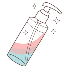 Vector art of bottle with pump dispenser and stars