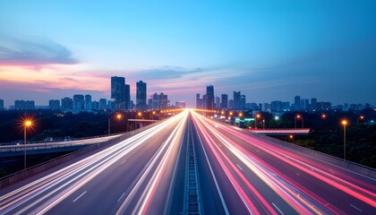 Fototapeta premium AI-Operated Smart City with Energy Flow and Urban Traffic
