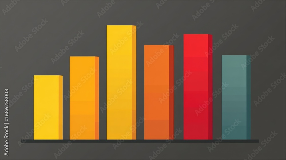Poster colorful bar chart representation for business growth and data analysis in modern design style