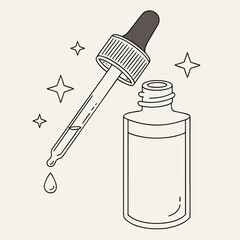 Vector art of essential oil bottle with dropper, beauty product