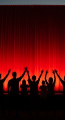 紅の幕と影絵