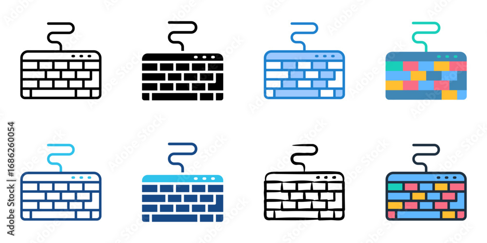 Poster keyboard icon set multiple style collection