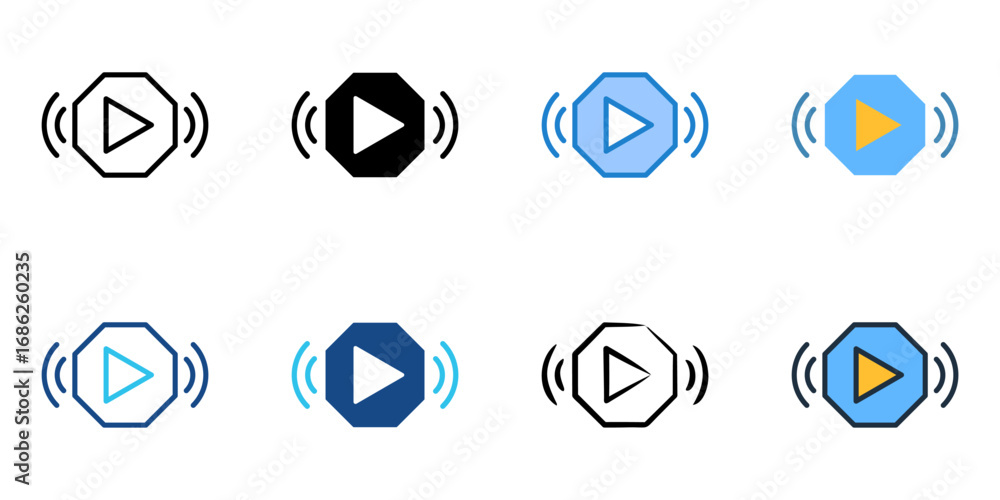 Poster streaming icon set multiple style collection