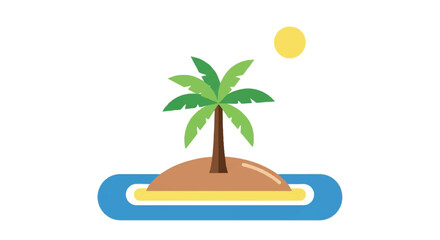Fototapeta premium Tropical Island with Palm Tree and Sun.