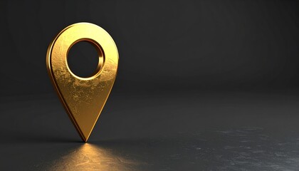 Gold location pin on dark background