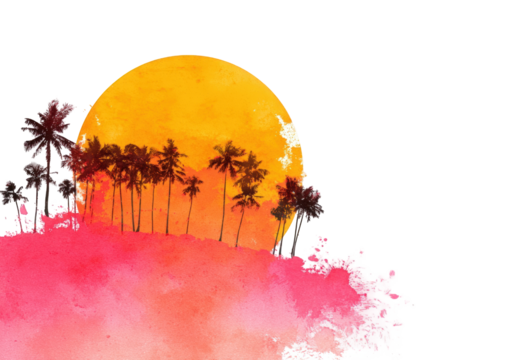 Abstract tropical sunset scene - Powered by Adobe