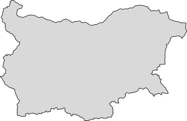 A clean, minimalist, and blank outline map of Bulgaria in a grayscale color. Ideal for professional presentations, reports, or as a simple yet elegant graphic element.

