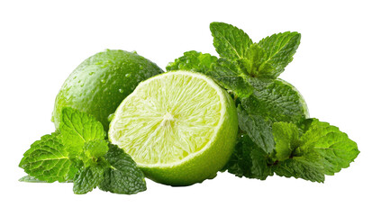 Fresh limes and mint leaves (2)