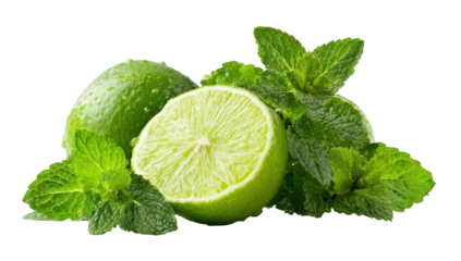 Fresh limes and mint leaves (2)