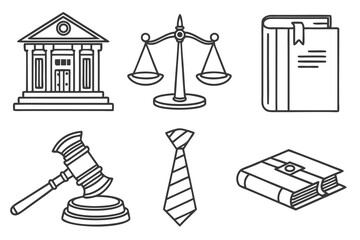 Vector art of law and justice outline icons for decoration