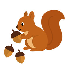 Squirrel Holding Acorn Character Illustration Graphics