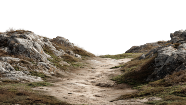 Rocky path through a valley