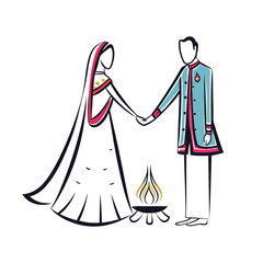 Traditional Indian Wedding Ceremony with Bride and Groom Sharing Light Symbolic of Their Union and New Beginnings