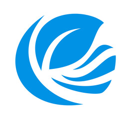 Minimalist eco-friendly logo design with abstract leaf and circle shape, simple green vector icon for nature