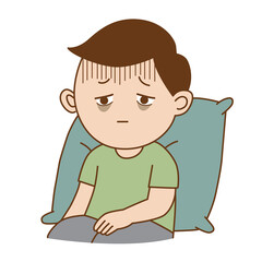 A man was chronic fatigue syndrome, illustration cartoon on white background