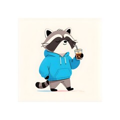 A relaxed cartoon raccoon illustration