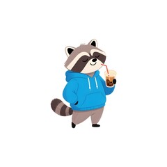 A relaxed cartoon raccoon illustration