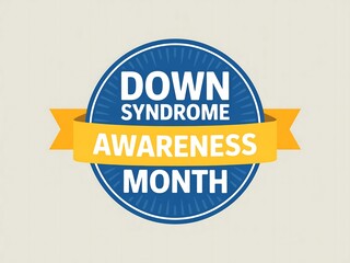 Down syndrome awareness month ribbon badge celebrating inclusivity and support for the down syndrome community