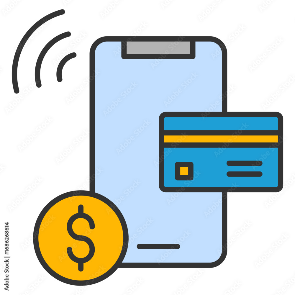 Poster nfc payment icon element for design