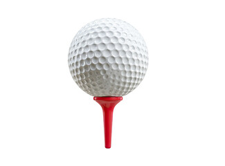 A white golf ball with a red tee